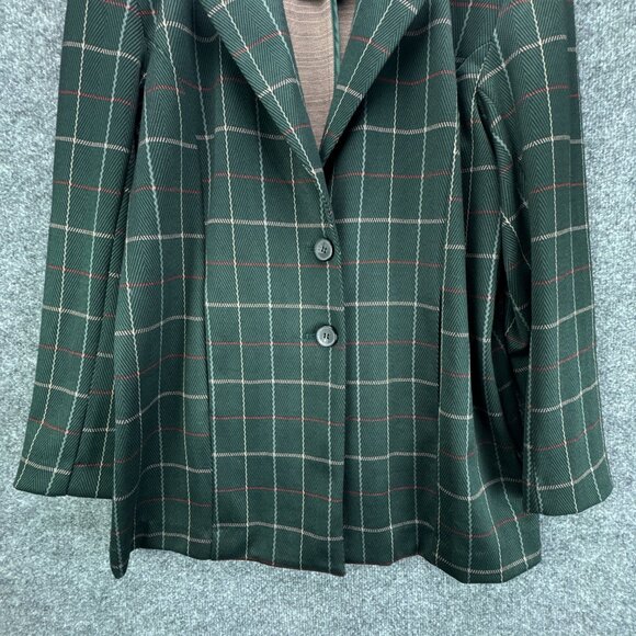 Avec‎ Les Filles Blazer Medium Green Plaid Academia Preppy Lightweight Relaxed - Picture 3 of 14